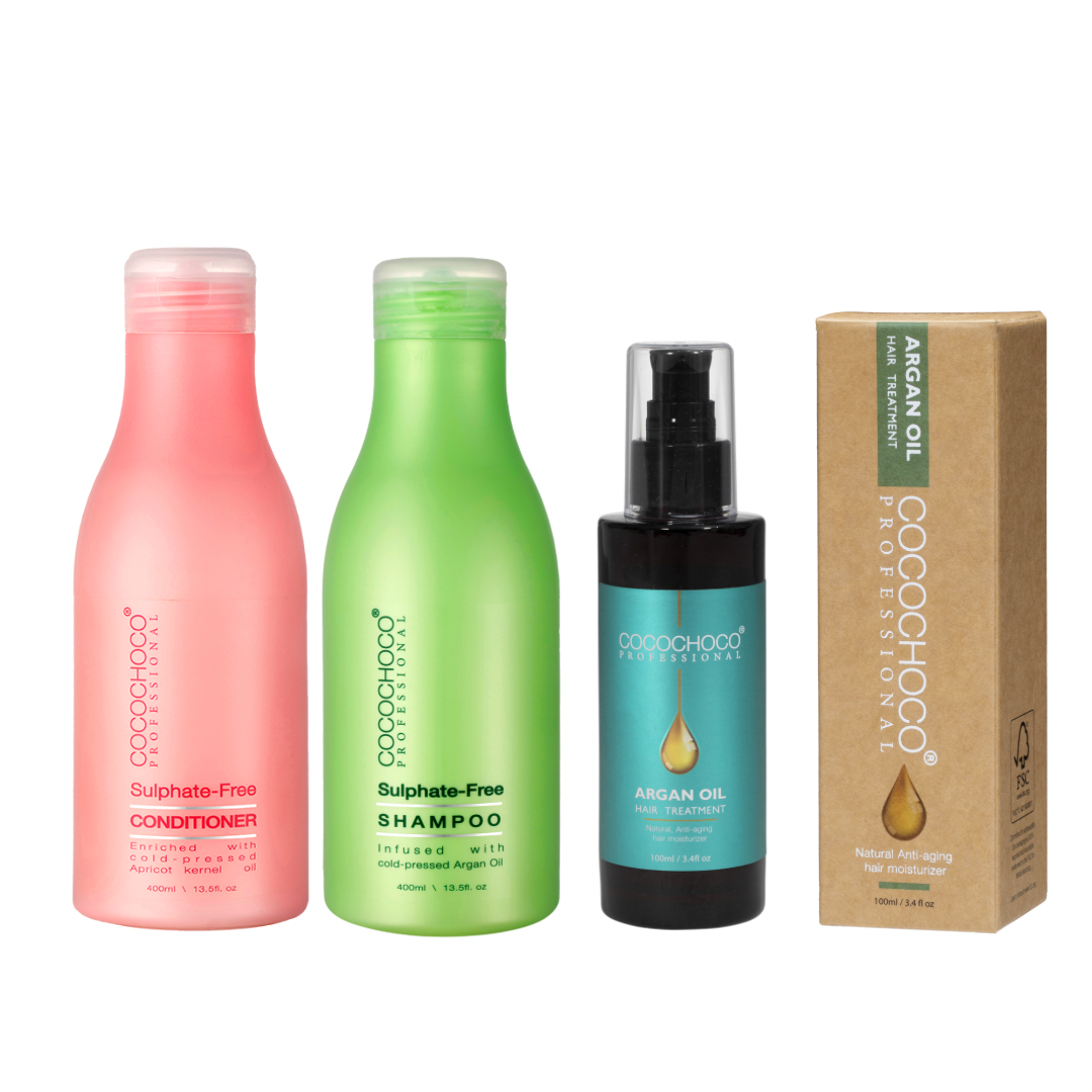 COCOCHOCO Sulfatfri Shampoo & Balsam 400 ml + Argan Hårolie 100 ml
