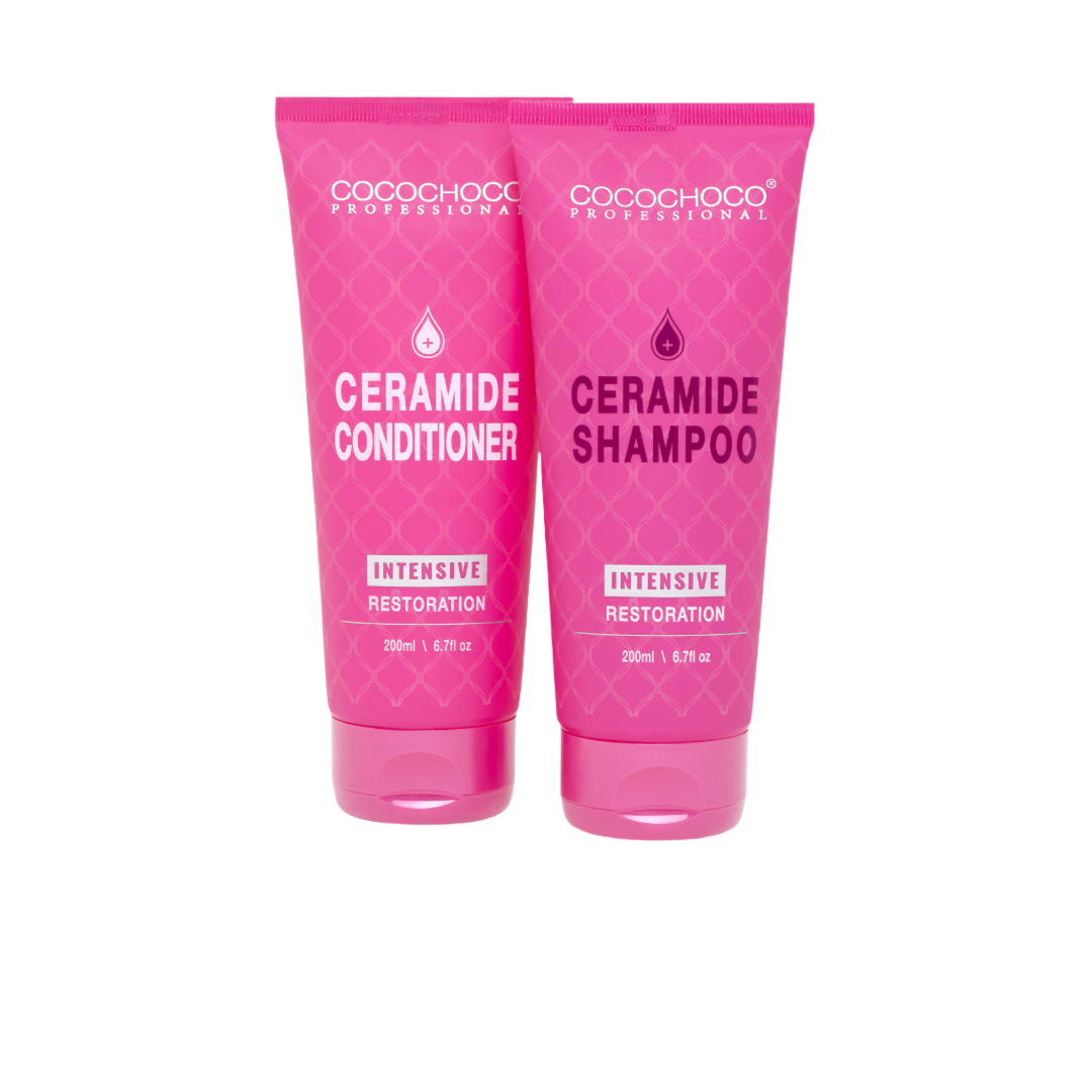 COCOCHOCO Ceramide Intensive Shampoo & Balsam 200ml, som er specielt til tørt og beskadiget hår.