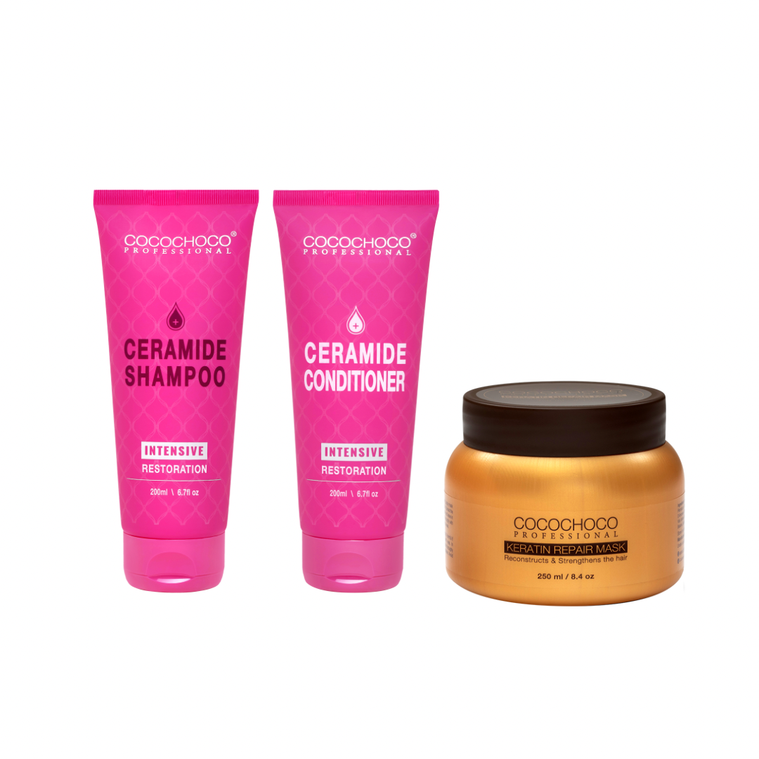 COCOCHOCO Ceramide Intensive Shampoo & Balsam 200 ml + Keratin Repair Hårkur 250 ml Inkl.moms