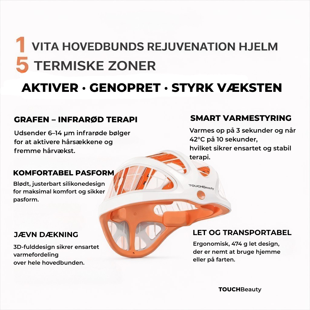 VITA grafen-hjelm til revitalisering af hovedbunden | Avanceret fjerninfrarød hovedbundsbehandling . Aktiverer hårsækkene og stimulerer væksten