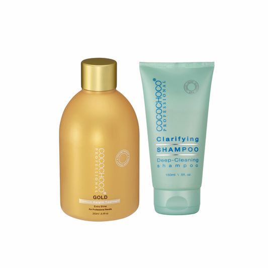 COCOCHOCO Keratin Gold – Ekstra glans og luksus med 24K guld 250ml og Cocochoco Clarifying shampoo 150 ml