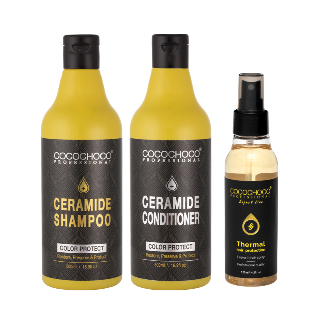 COCOCHOCO Ceramide Colour Protection Shampoo & Balsam 500 ml + Thermal Hair Protection Spray 125 ml