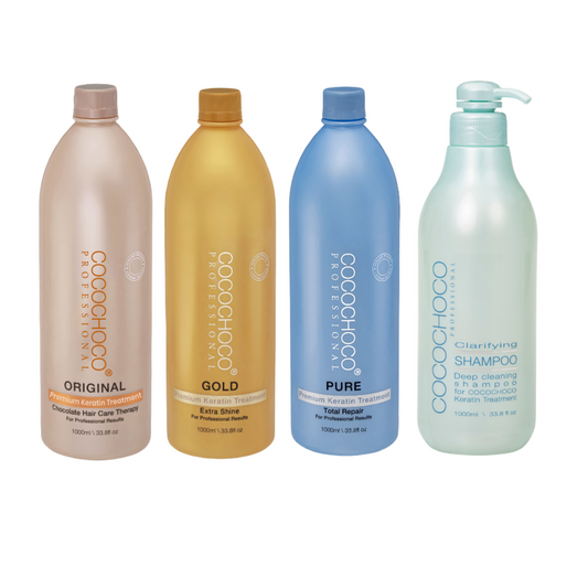 3x COCOCHOCO Keratin 1000 ml efter eget valg + Clarifying Shampoo 1000 ml