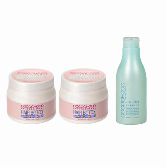 2 x COCOCHOCO Hair Botox 500 ml og Clarifying Shampoo 400 ml